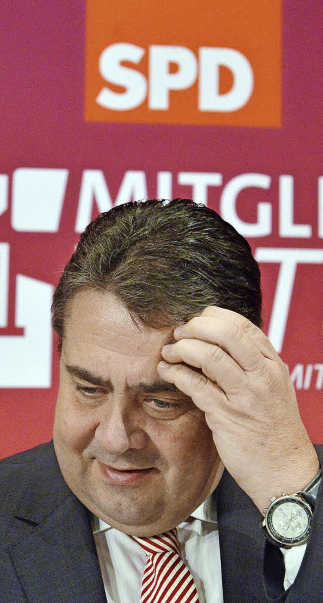 Nicht nur SPD-Parteichef Sigmar Gabrie... zum Koalitionsvertrag ausgehen wird.   | Foto: dpa