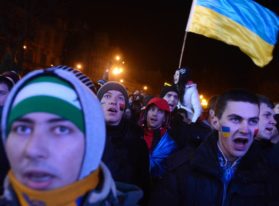 Ukrainische Befürworter der EU-Annäherung protestieren weiter.  | Foto: AFP