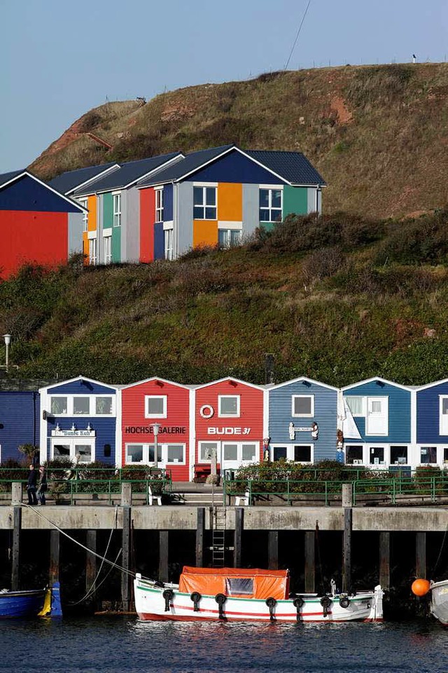 Die bunten Hummerbuden am Binnenhafen auf Helgoland  | Foto: Stein Alexander