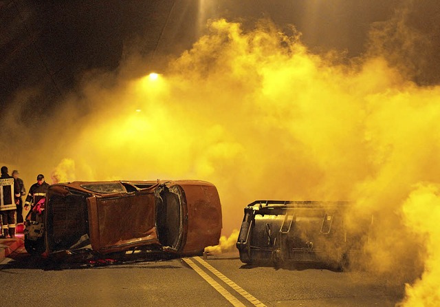 Feuer im Sommerbergtunnel  nach einer ...s fr eine Grobung simuliert wurde.   | Foto: Landratsamt ORTenaukreis