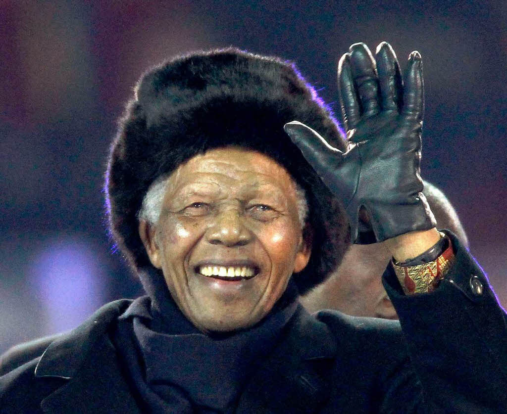 2010: Nelson Mandela beim Finale der Fuball-WM  in Soweto.