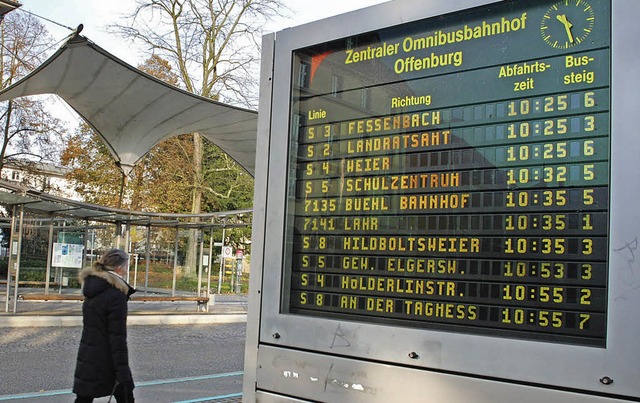 Wenn der Gemeinderat zustimmt, haben die alten Anzeigetafeln am ZOB ausgedient.   | Foto: Gertrude Siefke