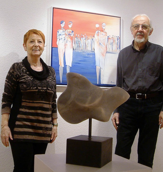 Malerin Christel Benz und  Bildhauer W... gemeinsamen Ausstellung in Hllstein   | Foto: Roswitha Frey
