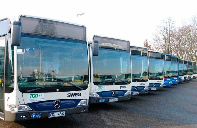 Die Flotte der Sdwestdeutschen Verkehrs-Aktiengesellschaft steht bereit.  | Foto: SWEG