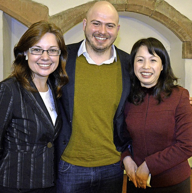 Glcklich nach der Prfung sind die Me...a (Guatemala)und Yinghong He (China).   | Foto: Michael Bamberger