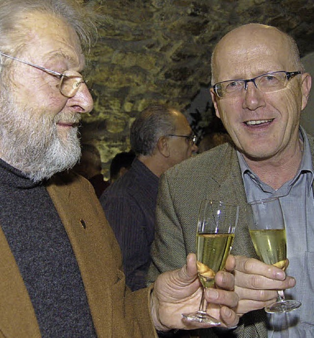 Prost: Alfred Winkler (von links), Rolf Karrer und Alois Pabst  | Foto: Vollmar