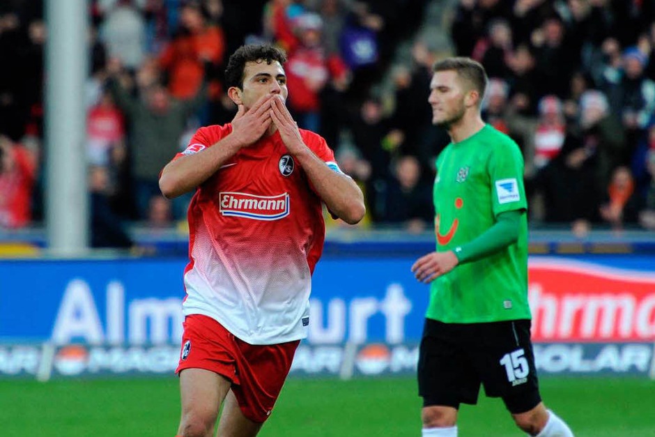 Admir Mehmedi nach seinem ersten Tor. (Foto: Meinrad Schön) Admir Mehmedi nach seinem ersten Tor. (Foto: Meinrad Schön)