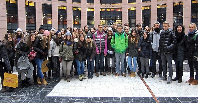 Die deutschen und spanischen Schler i...stausch auf Offenburger Seite leitet.   | Foto: schule