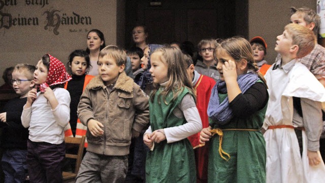 Kinder bei der Auffhrung des Weihnachtsmusicals in Broggingen.  | Foto: Thilo bergmann