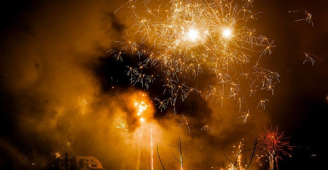 Die Feuerwerke in Waldshut fielen in d... Schn anzuschauen waren sie trotzdem.  | Foto: Michel