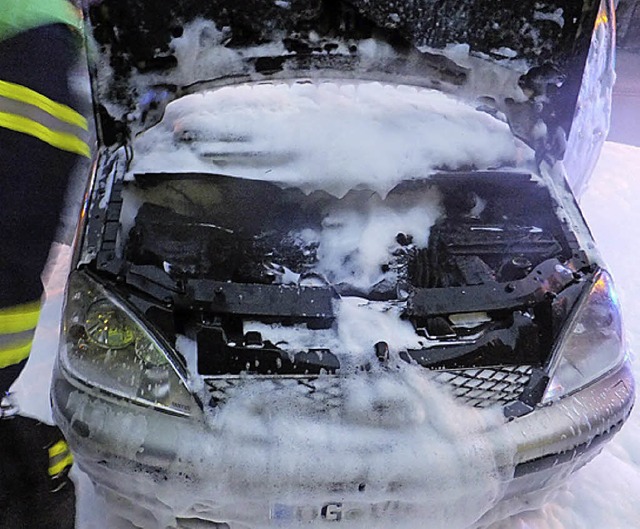 Totalschaden: ausgebrannter Ford Galaxy   | Foto: Polizei