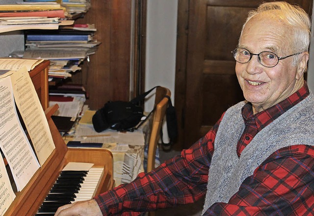 Franz Krumm ist am Klavier voll in seinem Element.   | Foto: Hans Spengler