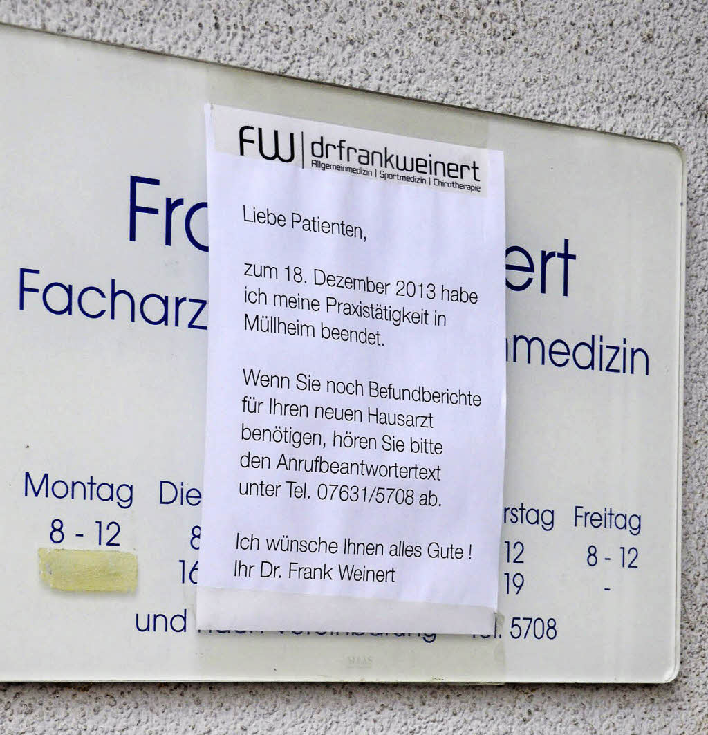 Stadt hat eine Arztpraxis weniger Müllheim Badische Zeitung