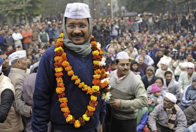 Seit Januar regiert Arvind Kejriwal den Hauptstadtbundesstaat Delhi.  | Foto: AFP