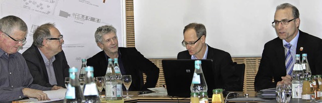 Vertieft in die  Plne: Thomas Ritzent...rn und Bernhard Fehrenbach (von links)  | Foto: model