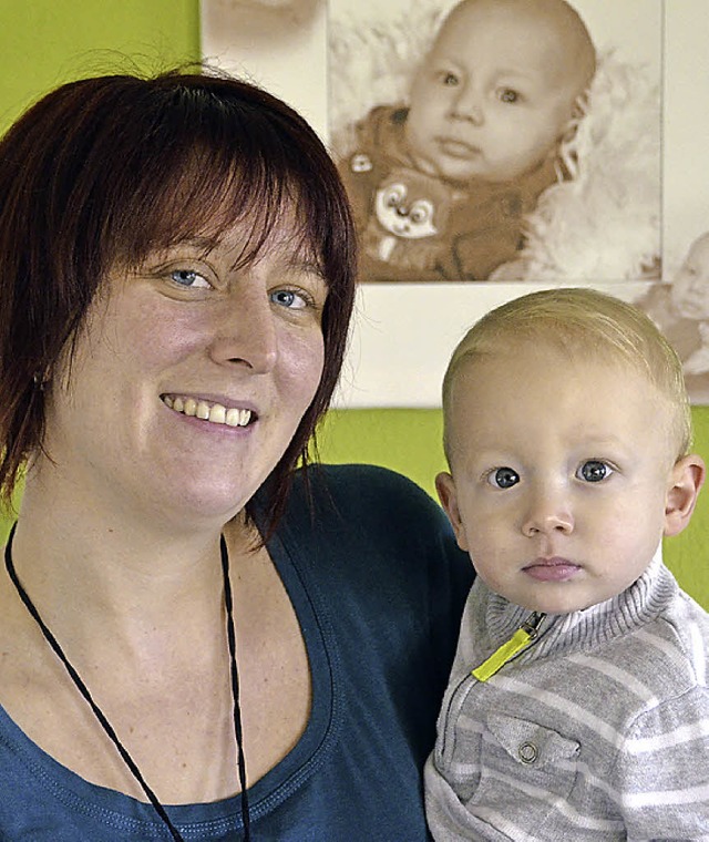 Hat sich prchtig entwickelt: Luca Di ...nni auf dem Arm seiner Mutter Kathrin   | Foto: Felix Held