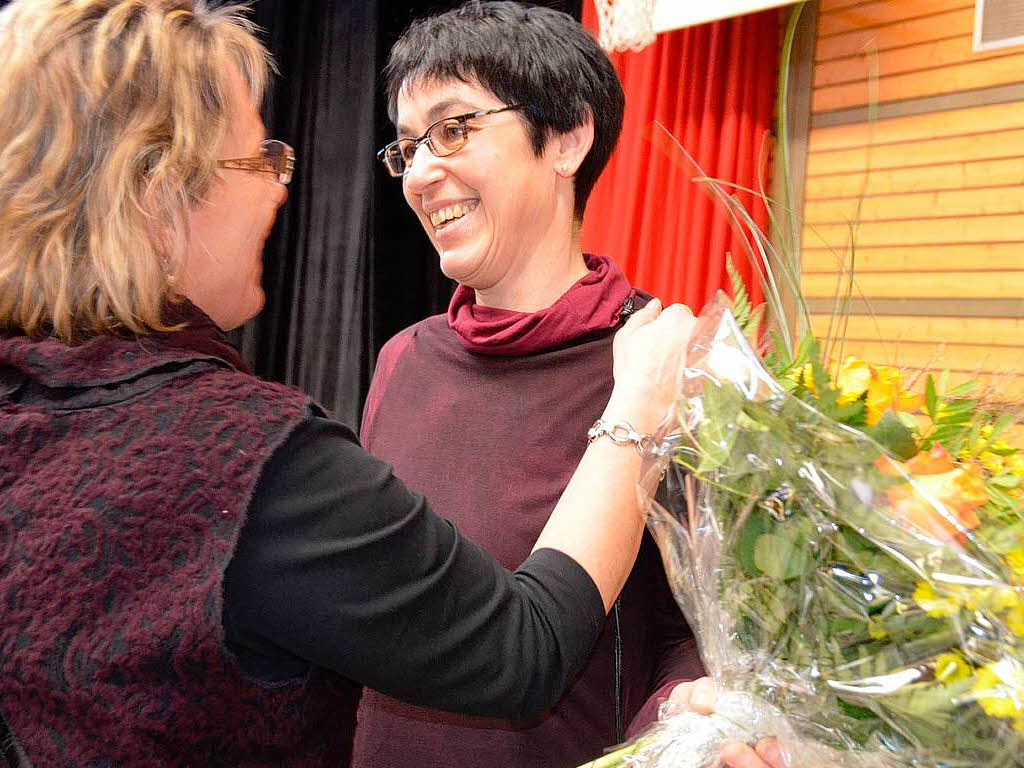 Blumen zum Geburtstag fr Susanne Breig, Ehefrau des Brgermeisters.