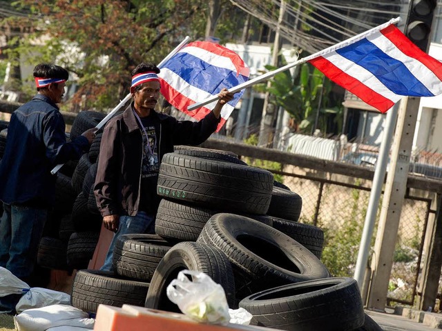 Straensperren und Grodemos in Bangkok.  | Foto: AFP