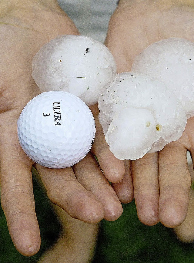 Golfballgroe Hagelkrner knnen eine ganze Obst- oder Traubenernte vernichten.   | Foto: dpa