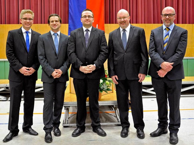 Fnf von sechs Kandidaten: (von links)...ann, Michael Paul und Matthias Schwarz  | Foto: Bernhard Rein