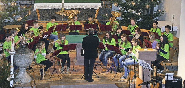 Die Jugendkapelle des MV Bleichheim  g...e den ersten Teil des Kirchenkonzerts.  | Foto: Jrg Schimanski