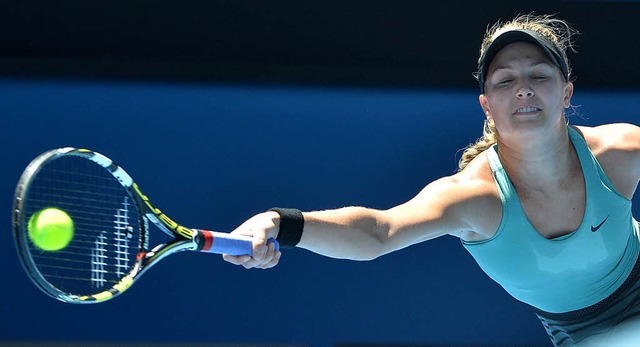 Eugenie Bouchard in Aktion bei ihrem Viertelfinalsieg gegen  Ana Ivanovic   | Foto: AFP