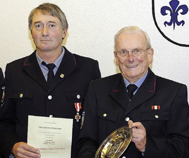 Wolfgang Engler (links) und Herbert Fu...jhrige Mitgliedschaft ausgezeichnet.   | Foto: volker mnch