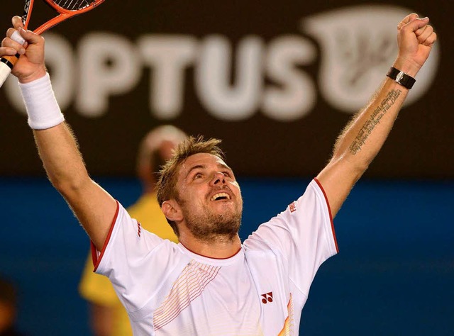 Groe berraschung: Der Schweizer Stan...inka hat die Australian Open gewonnen.  | Foto: AFP