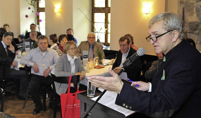 Johannes Grger  begrte die Gste  im  Kybfelsen.   | Foto: Thomas Kunz