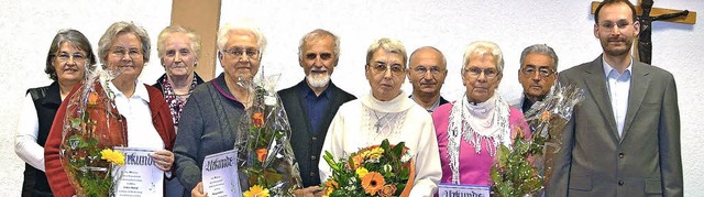 Vorstand des Kirchenchors Schnau mit ...rner Maier und Vorsitzender Axel Lais   | Foto: Karin Maier