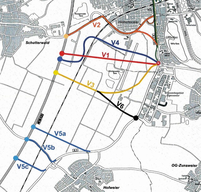 Bis ein Anschluss Offenburg Sd kommt ...hen, vor allem gegen die Variante 4.    | Foto: Fotos: Heck/Siefke/Stadt OG