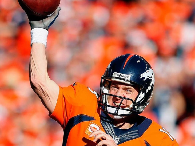 Er ist der Star des Super Bowl: Peyton Manning,   Quarterback der Denver Broncos  | Foto: afp