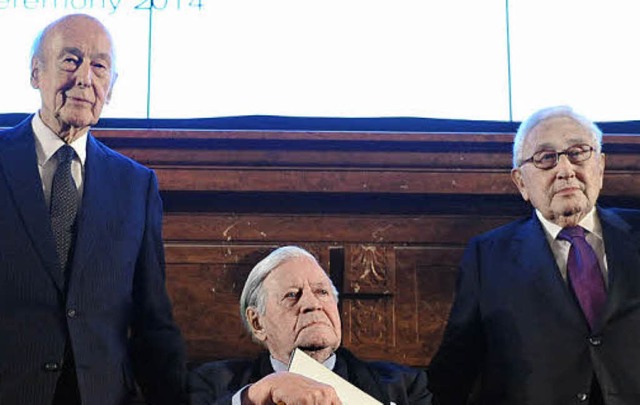 Valry Giscard d&#8217;Estaing, Helmut Schmidt und Henry Kissinger (von links)  | Foto: DPA