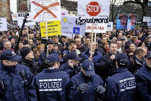 Demonstrationen fr und gegen den Bildungsplan