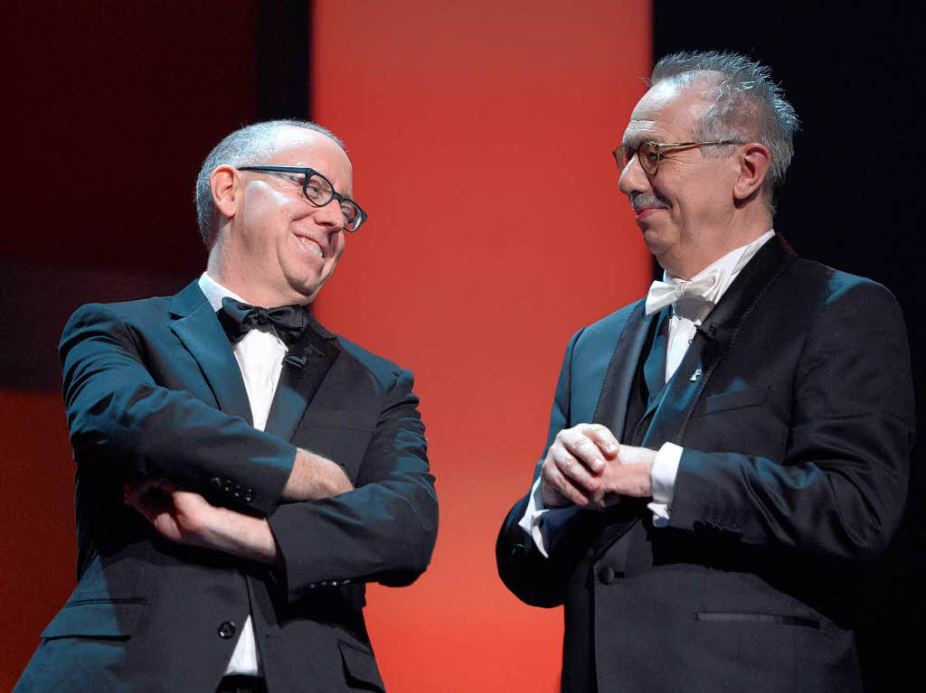 Berlinale-Direktor Dieter Kosslick (r) und der Prsident der Berlinale-Jury James Schamus (USA)