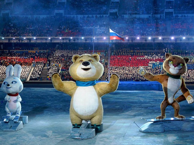 Die drei Maskottchen der olympischen Winterspiele in Sotschi.   | Foto: afp