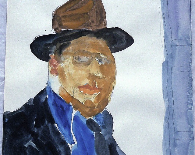 Auch dieser Mann mit Hut war unter den...n Arbeiten fr den Lothar-Spth-Preis.  | Foto: frey