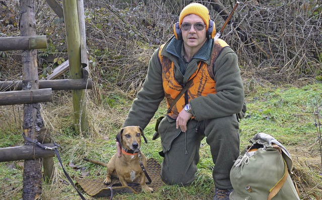 Vor der Jagd: Andreas Schellbach mit H...es kaum erwarten kann, davonzuflitzen.  | Foto: Alexandra Wehrle