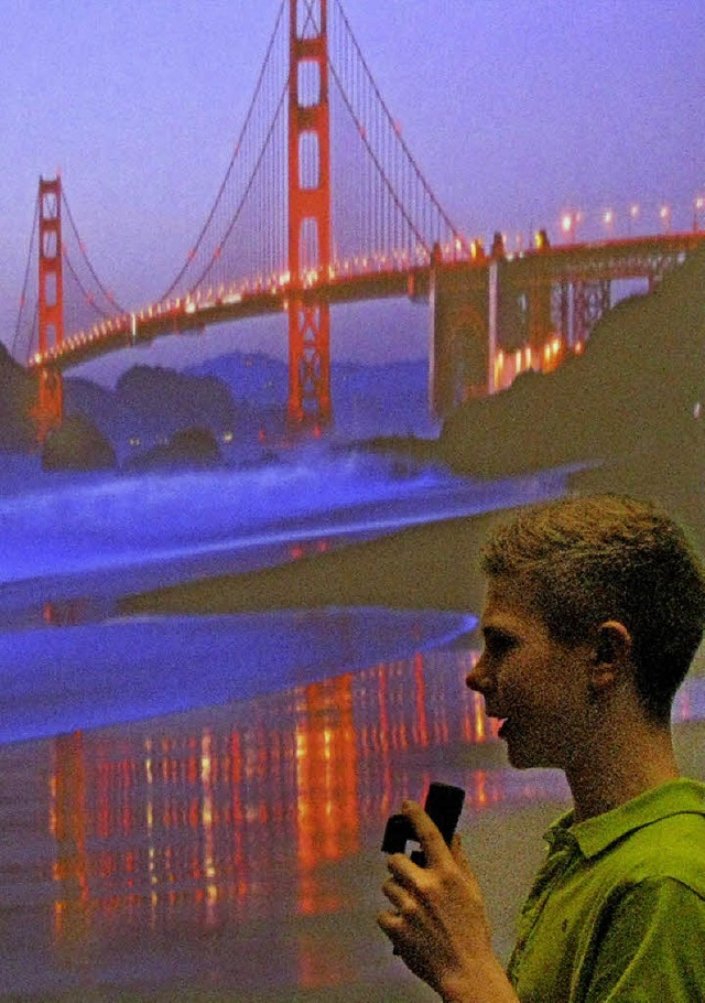 Julian Steible glnzte bei der Projekt... Vortrag ber die Golden Gate Bridge.   | Foto: Manfred Lange