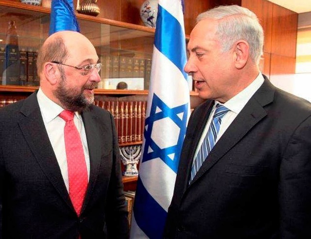 Martin Schulz mit Benjamin Netanjahu in Jerusalem  | Foto: dpa