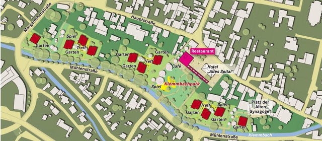 Der Gewinner-Entwurf sieht drei Hausgr...wie Einzelgebude im Westen und Osten.  | Foto: <BZ-FotoRepro>Stadt Mllheim/BZ-Grafik