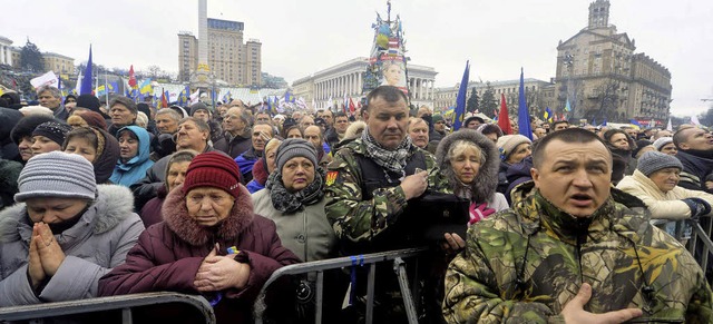 In der Ukraine demonstrieren fast tgl... Regierung und Prsident Janukowitsch.  | Foto: afp