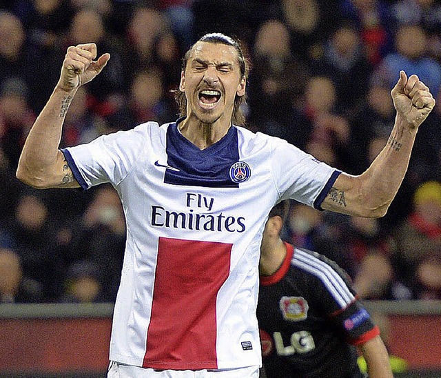 Freut sich ber zwei erzielte Treffer:...he Strmerstar von Paris St. Germain.   | Foto: dpa