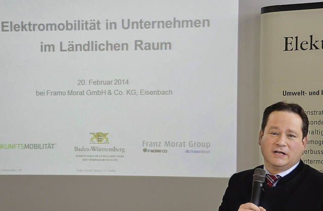 Minister Bonde in Eisenbach und der gr... die Elektromobilitt voranzubringen.   | Foto: Sebastian Wolfrum