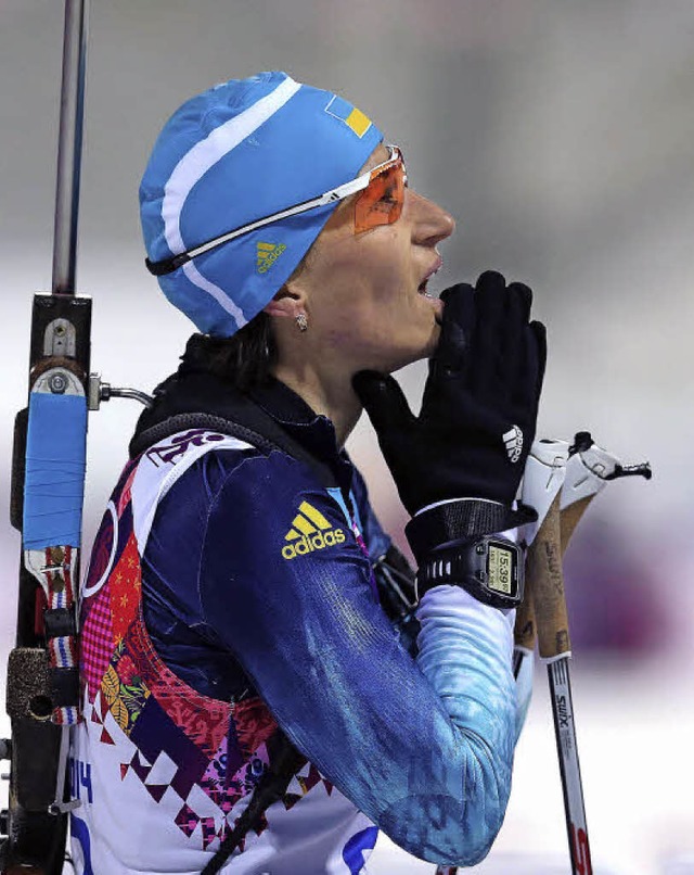 Fhlt Trauer: die ukrainische Biathletin Vita Semerenko   | Foto: dpa