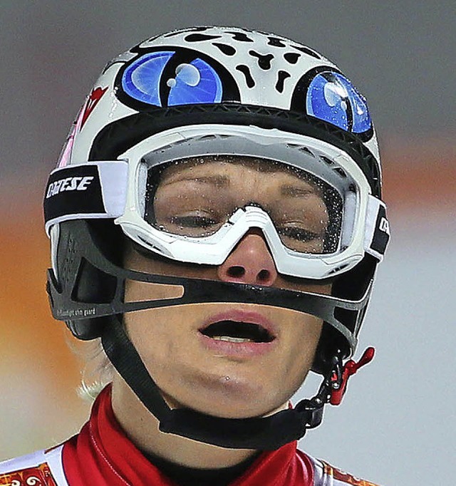 Enttuscht nach ihrem letzten olympischen Wettbewerb: Maria Hfl-Riesch  | Foto: dpa