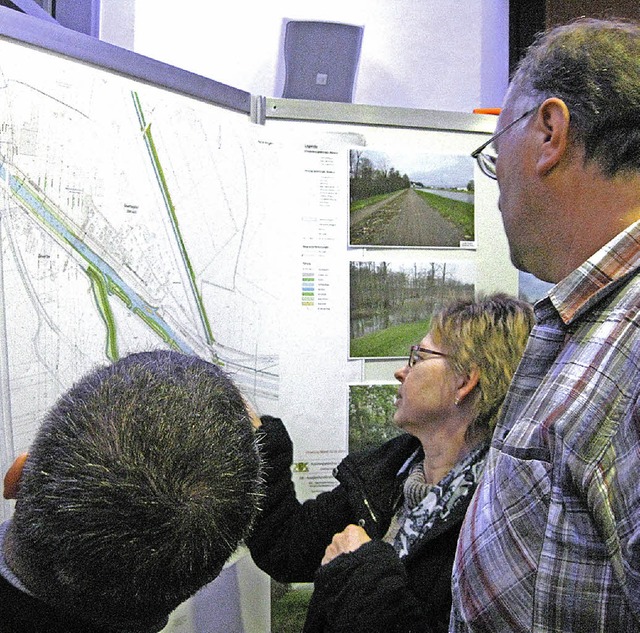 Brger informieren sich ber die Plne zur Elzumgestaltung in Riegel.   | Foto: Marco Kupfer