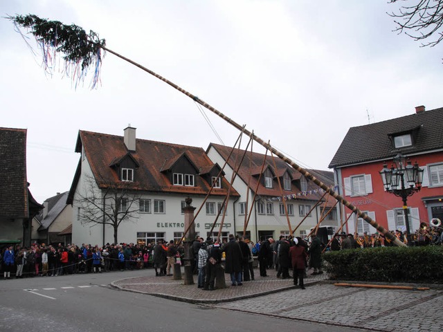 Langsam, aber sicher steigt der Narrenbaum in die Senkrechte.   | Foto: Sedlak