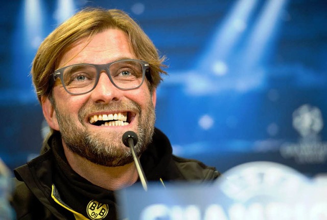 BVB-Trainer Jrgen Klopp auf der Pressekonferenz.   | Foto: dpa