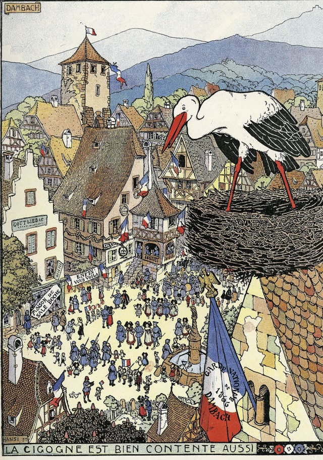Auch der Storch freut sich, dass das E...ten Elssser Illustrators Onkel Hansi.  | Foto: Dreilndermuseum